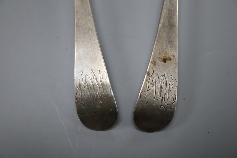 A pair of George III silver Old English pattern tablespoons, by Hester Bateman, London, 1780, 21.5cm